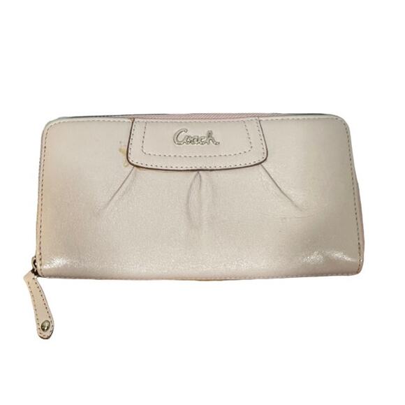 Coach Blush Pink Leather Zip Around Wallet Women - Picture 1 of 9